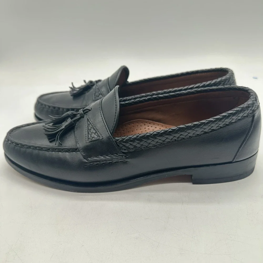 Allen Edmonds Maxfield Shoes Mens Size 10D Leather Tassel Moc Toe Loafers‎ BLACK